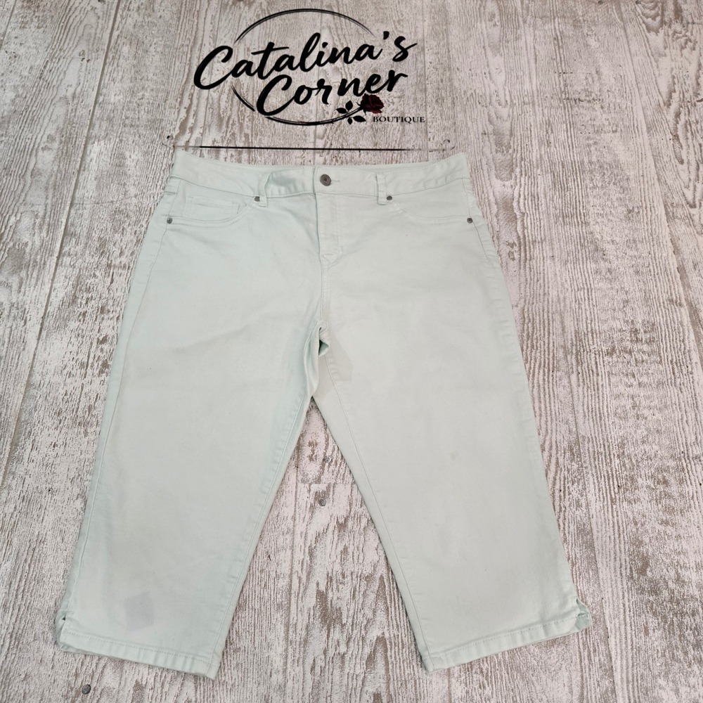 d.jeans Women Stretch Denim Cropped Capri Pants Pastel Vacation Preppy Size 14